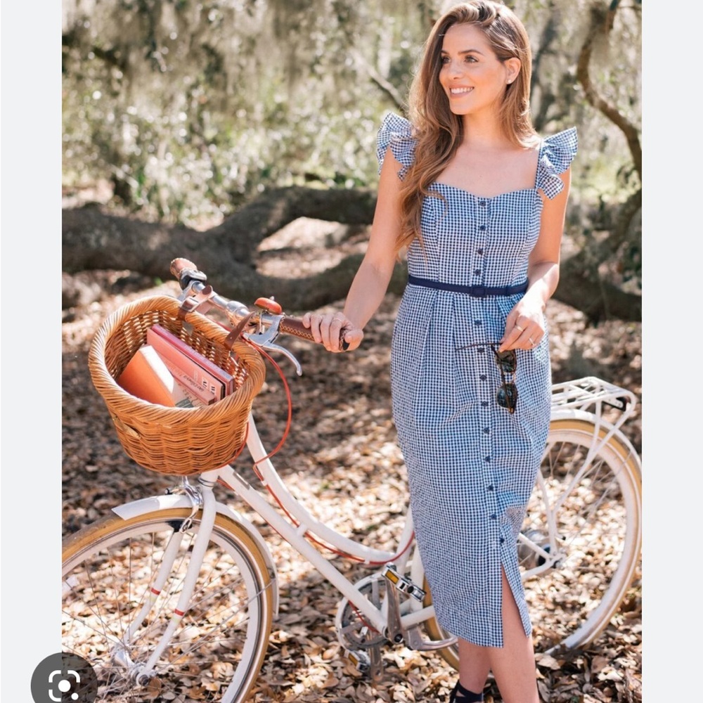 GAL MEETS GLAM Carly Blue Gingham Dress sz 10 / 8